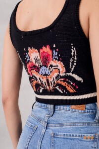 Top Intarsia Negro