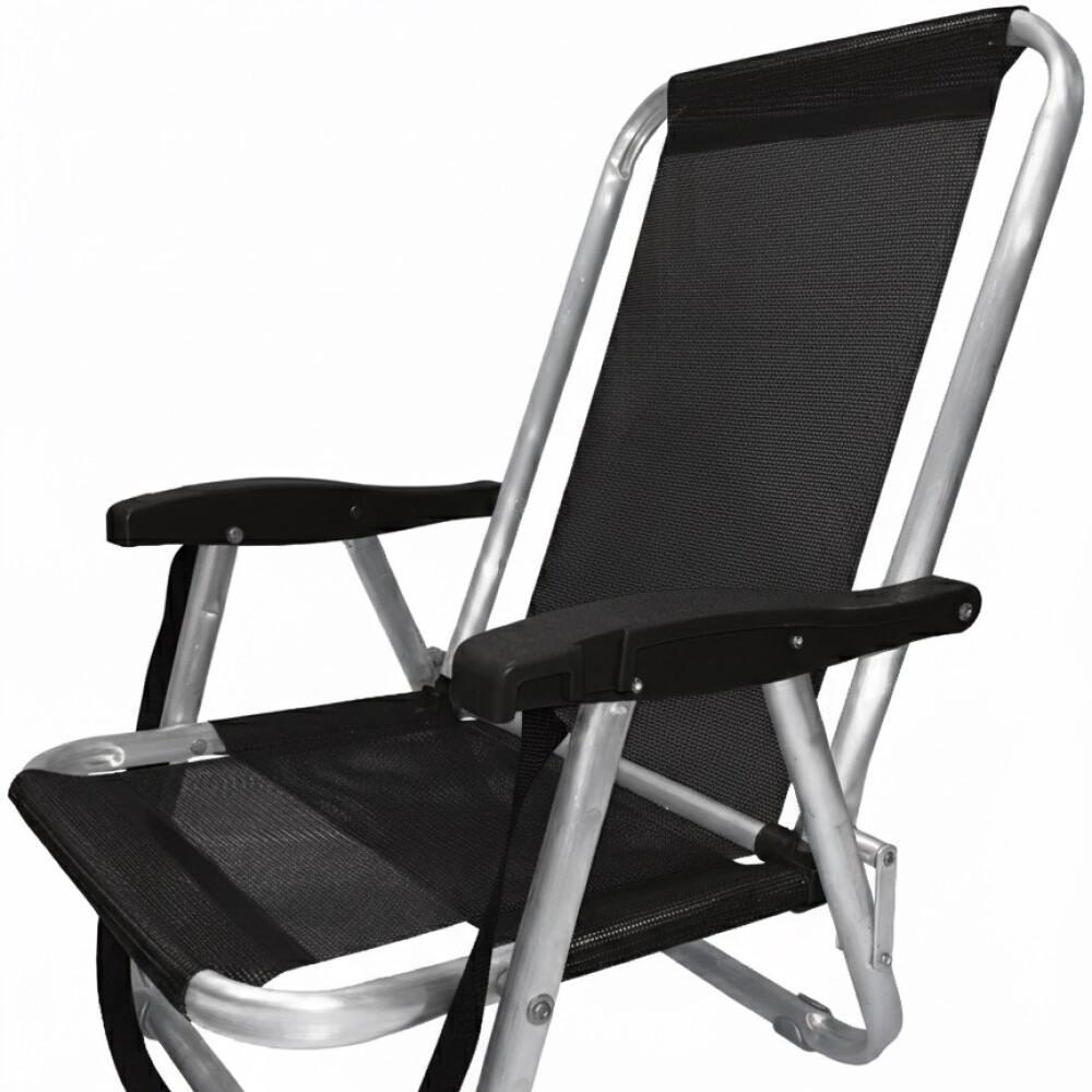 Silla Baja Playa, Pesca Buzios C/correa En Aluminio Apta 120kg NEGRO