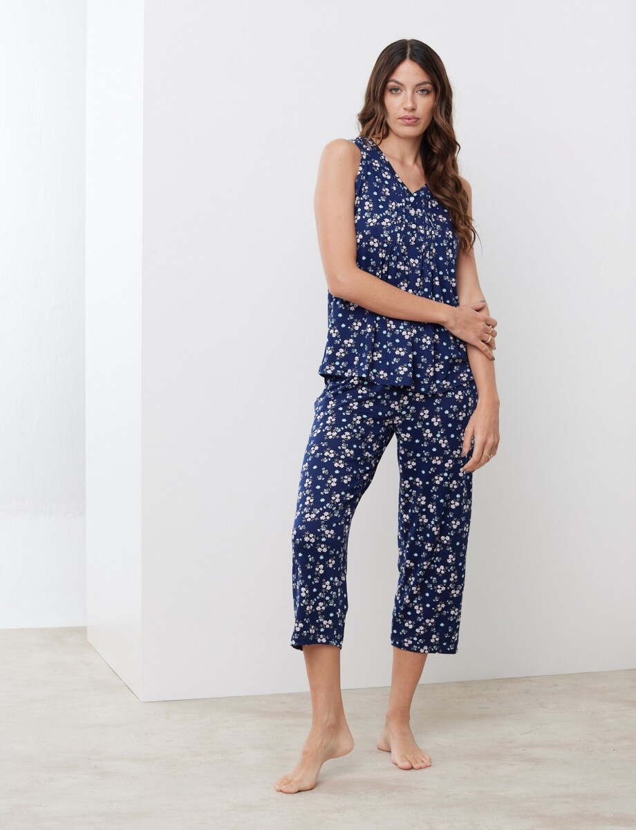 Set Pijama Capri & Musculosa - Azul/multi 