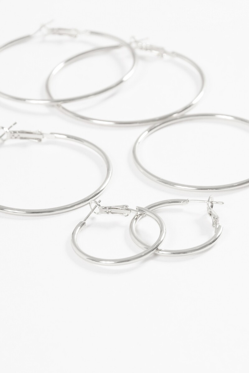 Set de aros finos plateado