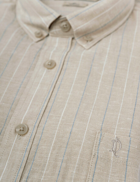 Camisa m/l rayada crudo