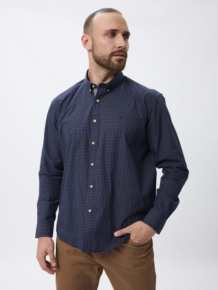 Camisa m/l cuadros navy 