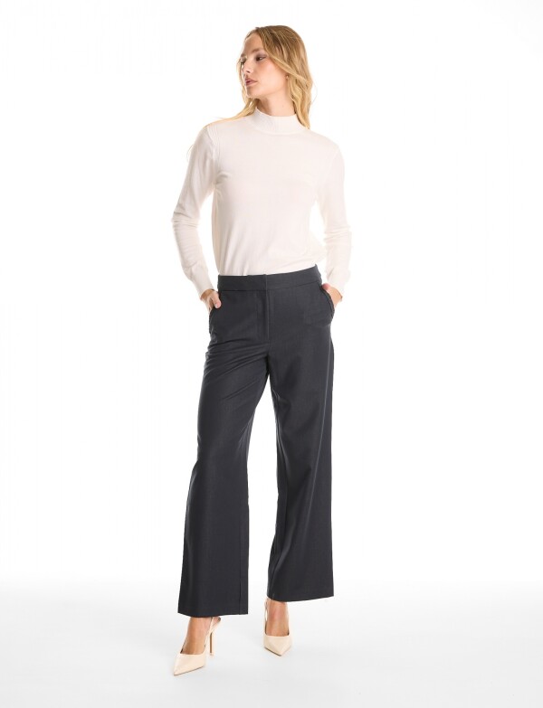 Pantalon Wide Leg Detalle Trenzado AZUL