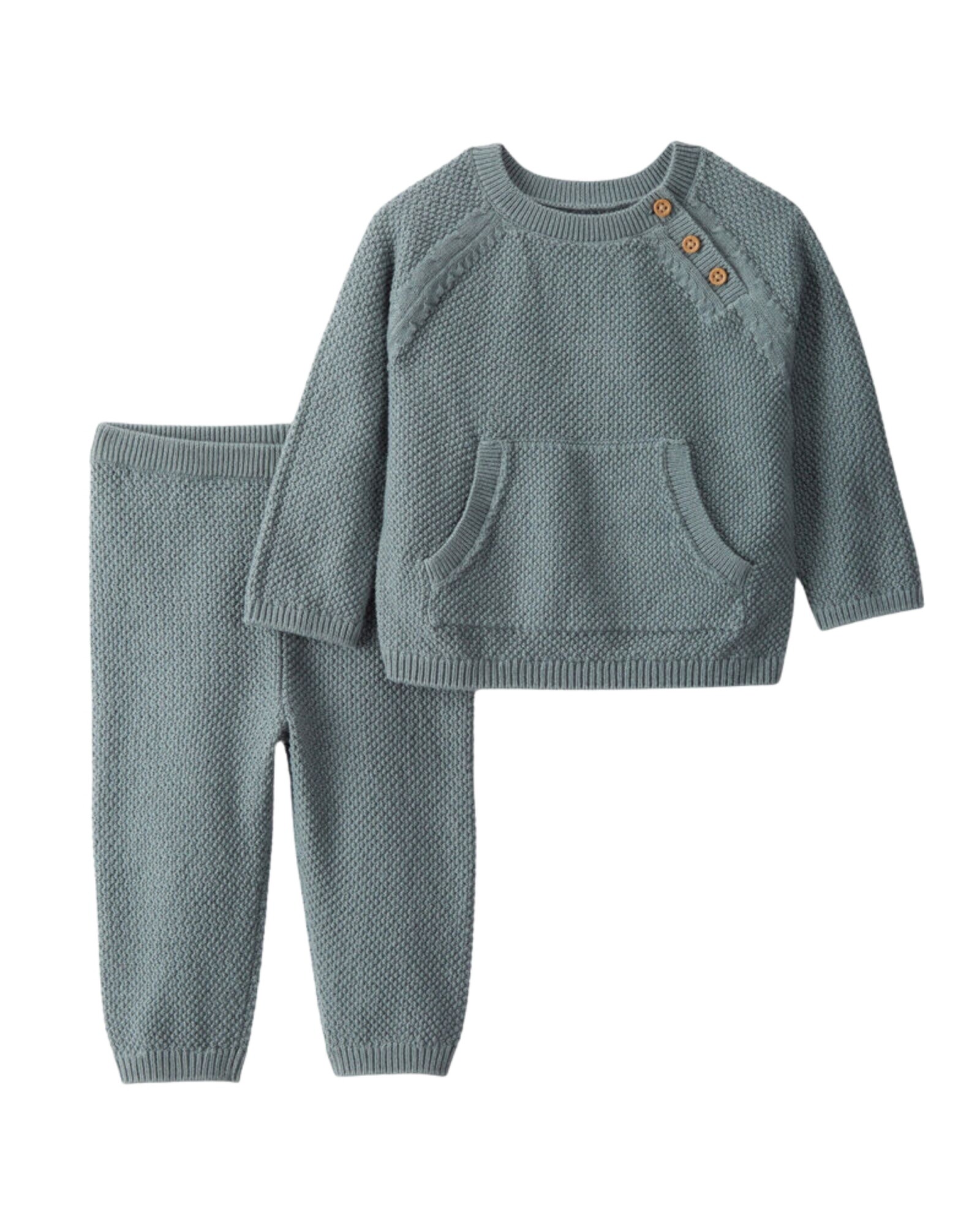 Set dos piezas de algodón orgánico, pantalón y buzo Sin color