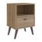 Mesa De Luz Nordica Retro Dormitorio 1 Estantes 1 Cajon Pro Marrón