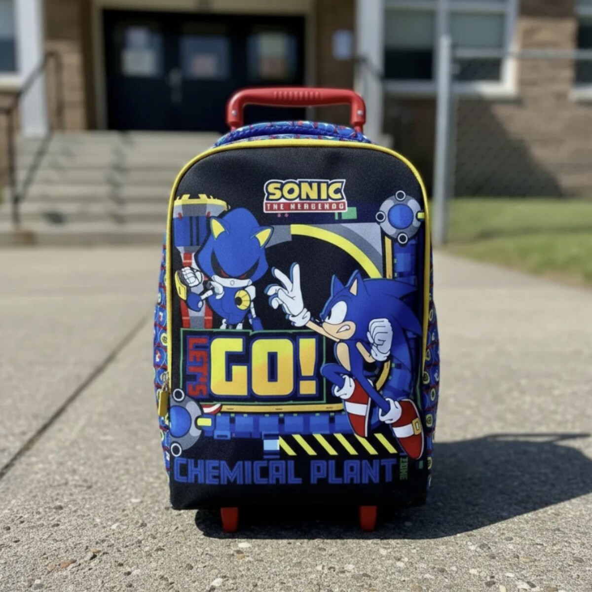 Mochila Sonic Neopreno Con Carro 37 Cm Para Niños Uso Escolar Diario Cómoda 