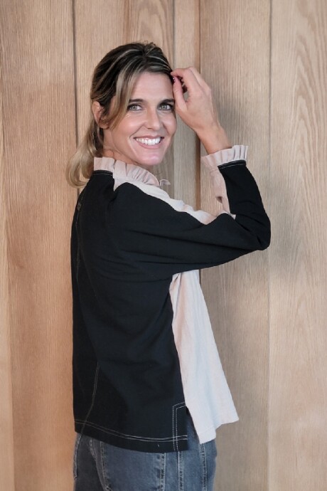 Camisa Mili Combinada Beige y negro