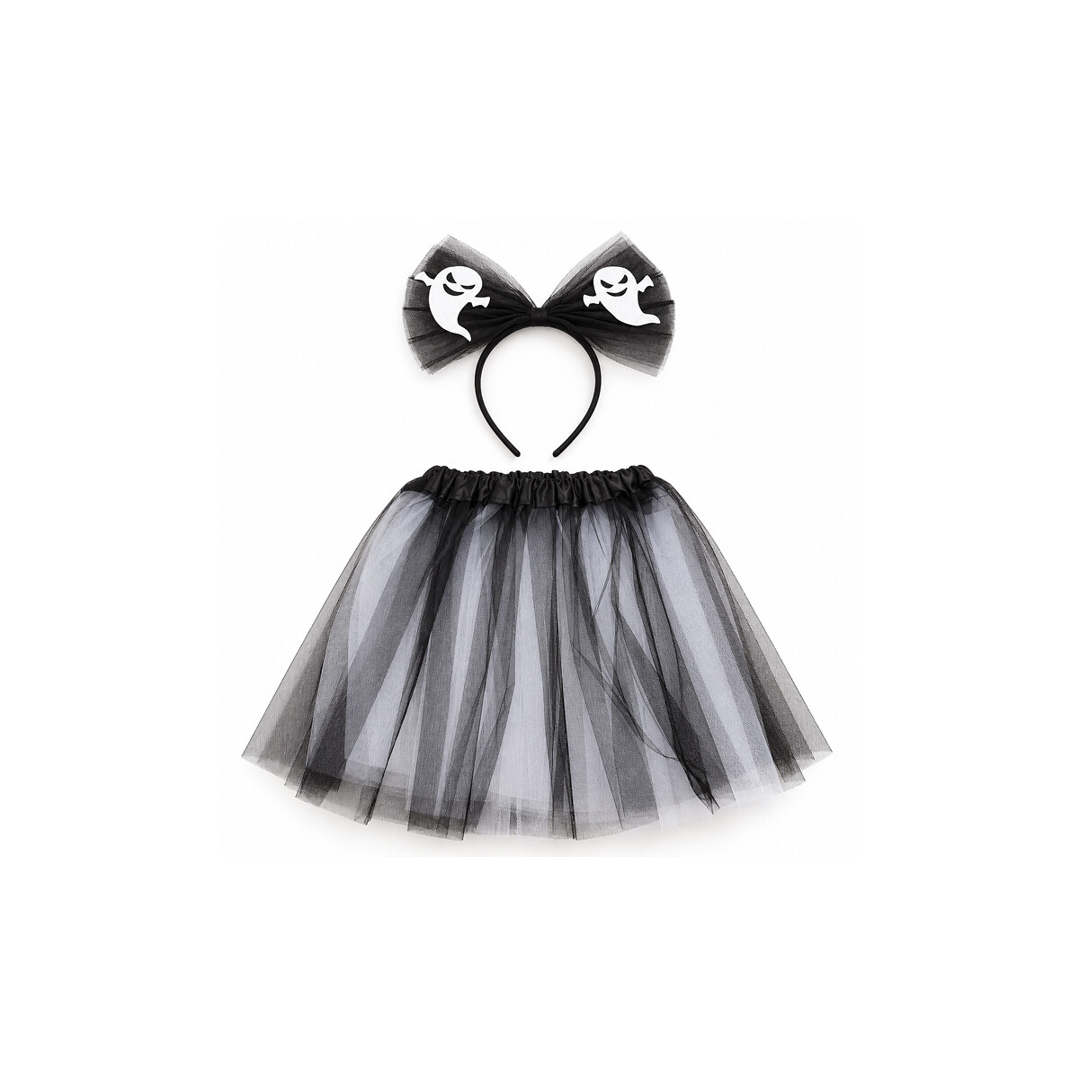 Disfraz de brujita con pollera y vincha - Blancoynegro 