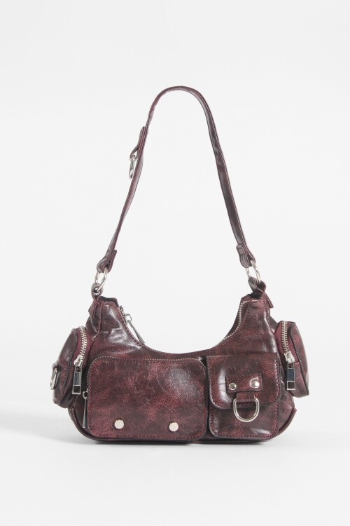 Cartera de hombro bolsillos bordo
