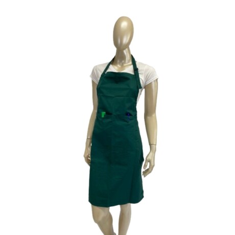 Delantal básico, con peto, dos bolsillos y cuello ajustable Verde inglés