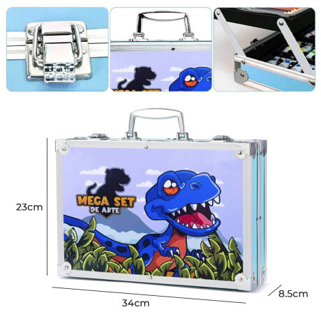 Set Valija Metálica Arte Escolar Didáctico 145 Piezas Esc002003-dino