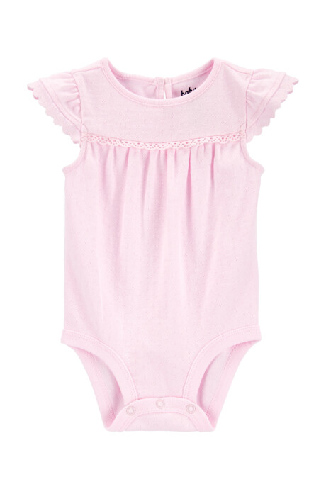 Body de algodón calado, con volados, rosado Body de algodón calado, con volados, rosado