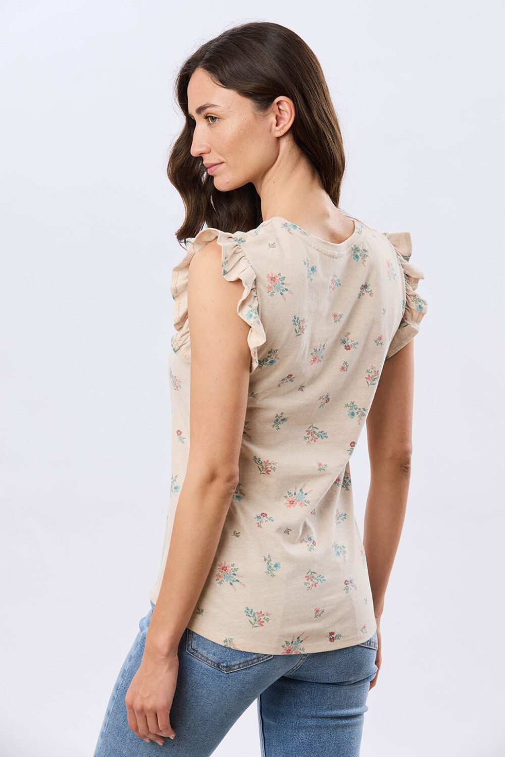 REMERA ESTAMPADA DE ALGODÓN Beige