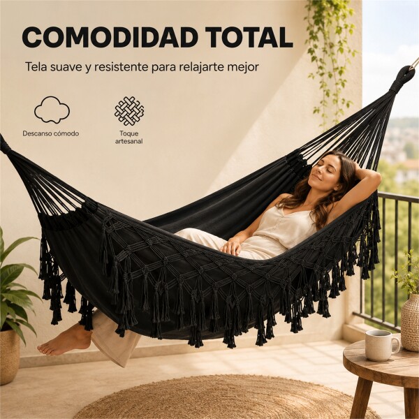 Hamaca Paraguaya Silla Colgante Reforzada Jardín Bolso Color Negro