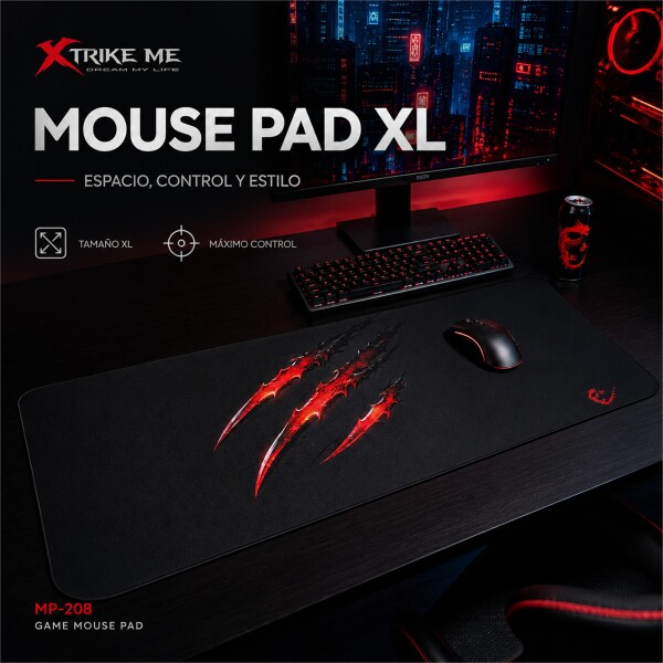 Mousepad Gamer Xtrike Me MP-208 XL 80 x 30 cm Negro 1