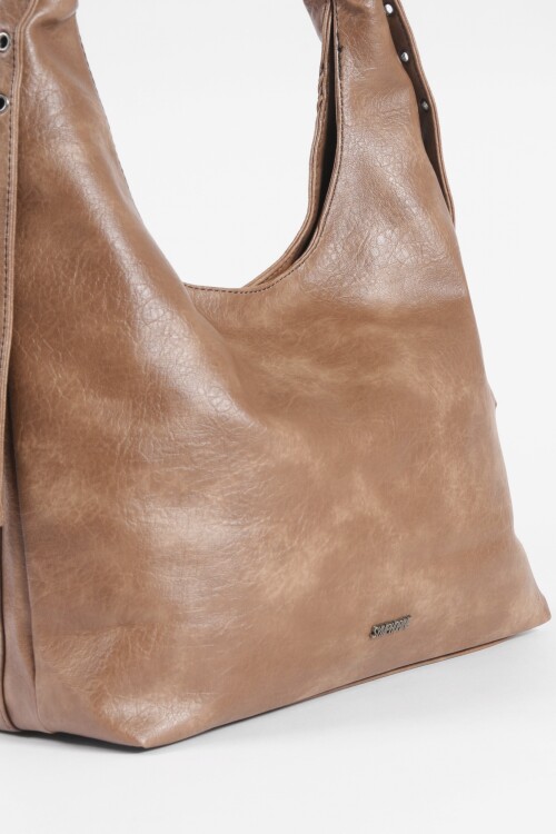 Cartera soft ojalillos marrón