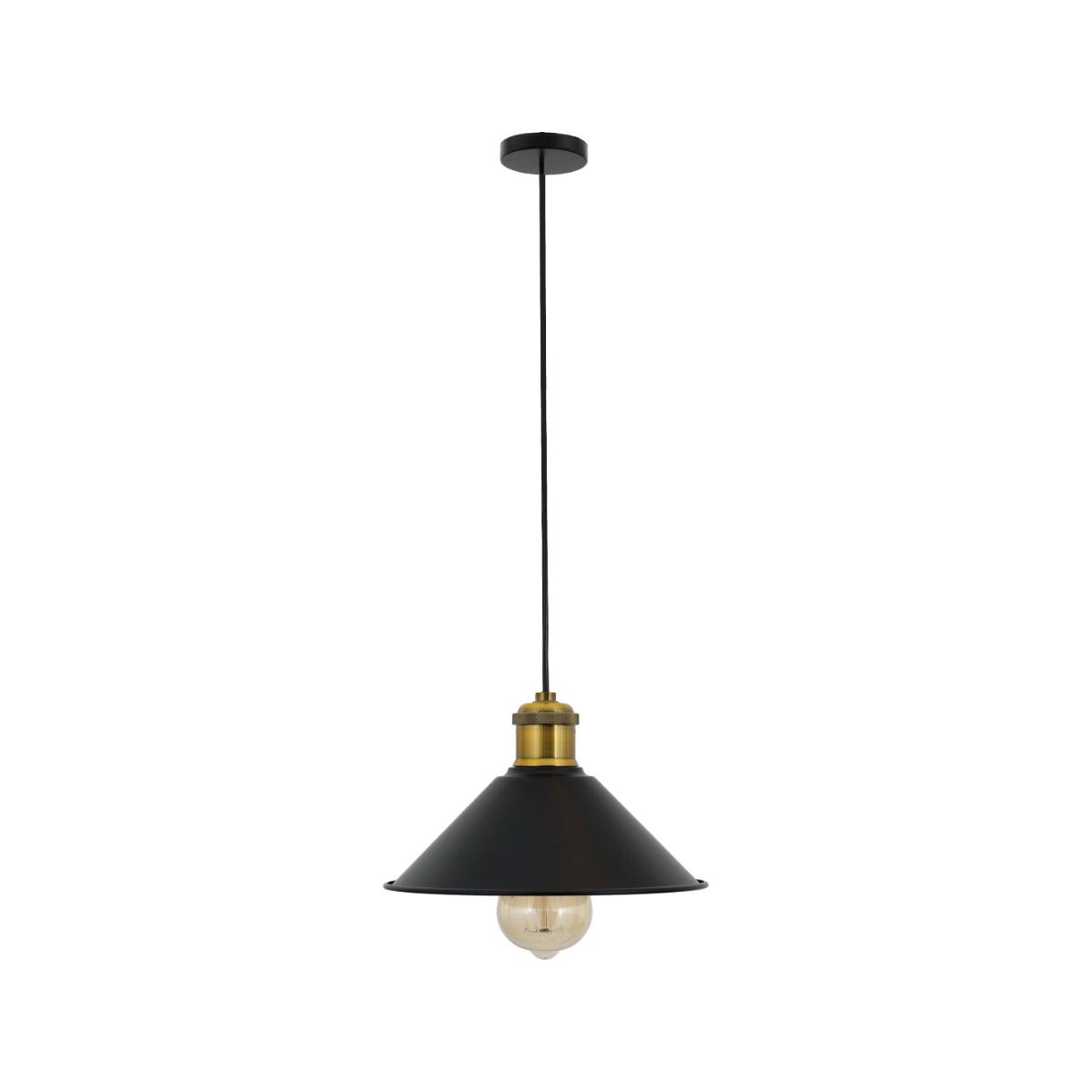 Lámpara de Techo Colgante Vintage de 22 cm Color Negro y Dorado Industrial 