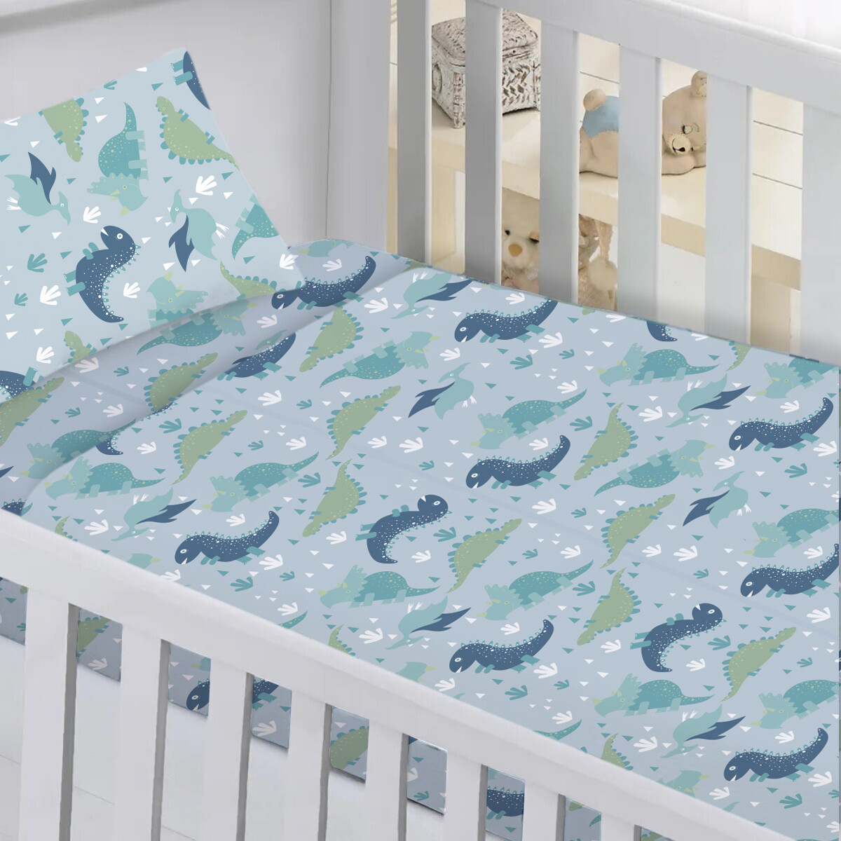 Juego De Sábanas Para Cuna Bebé Estampado Home Class - Dinosaurio 