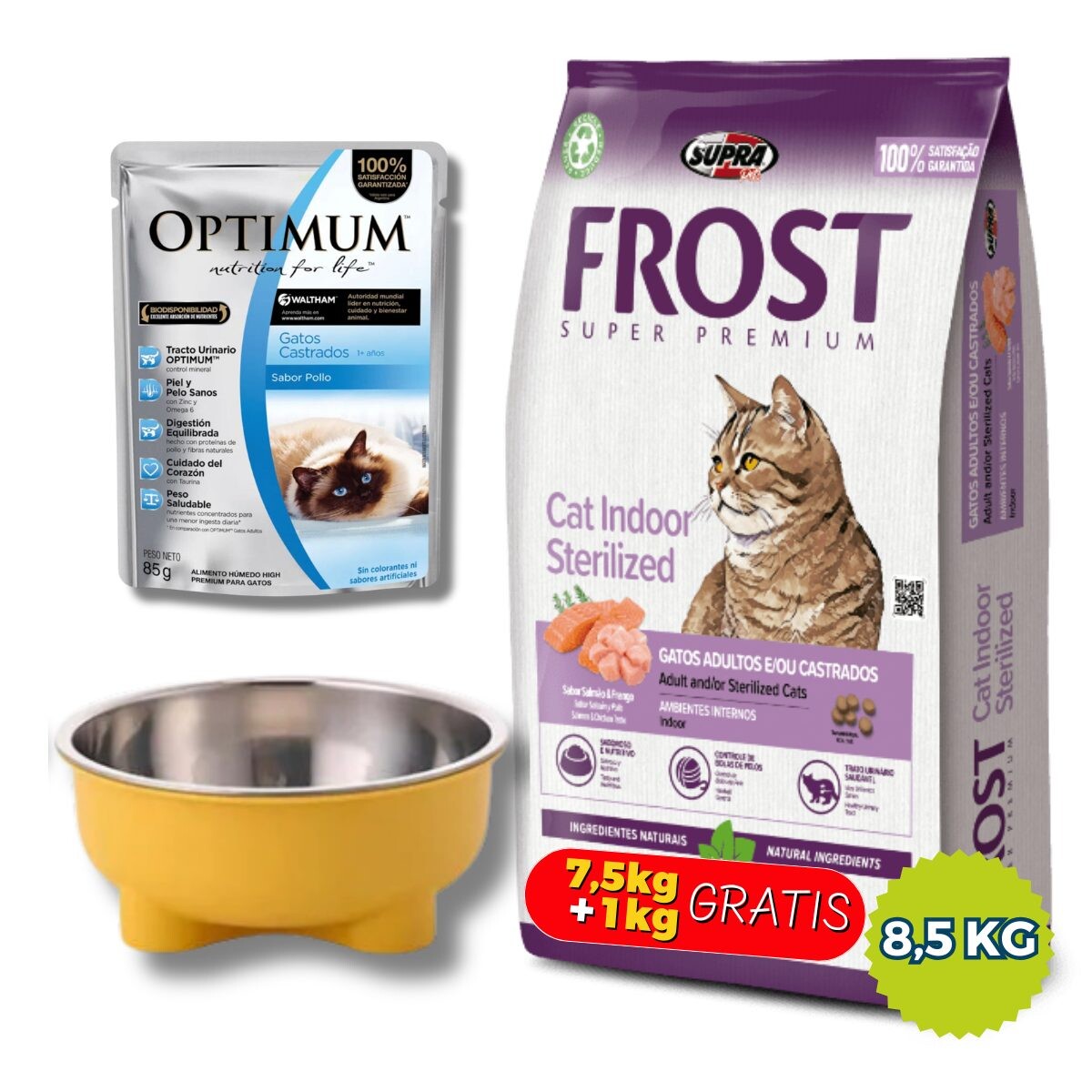 FROST GATOS ADULTOS Y/O CASTRADOS - 7.5 + 1 KG GRATIS + SALSA + PLATO DE REGALO 