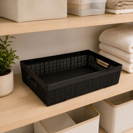 Cesto Canasto organizador Simil Rattan 5,2 litros Negro Cesto Canasto organizador Simil Rattan 5,2 litros Negro