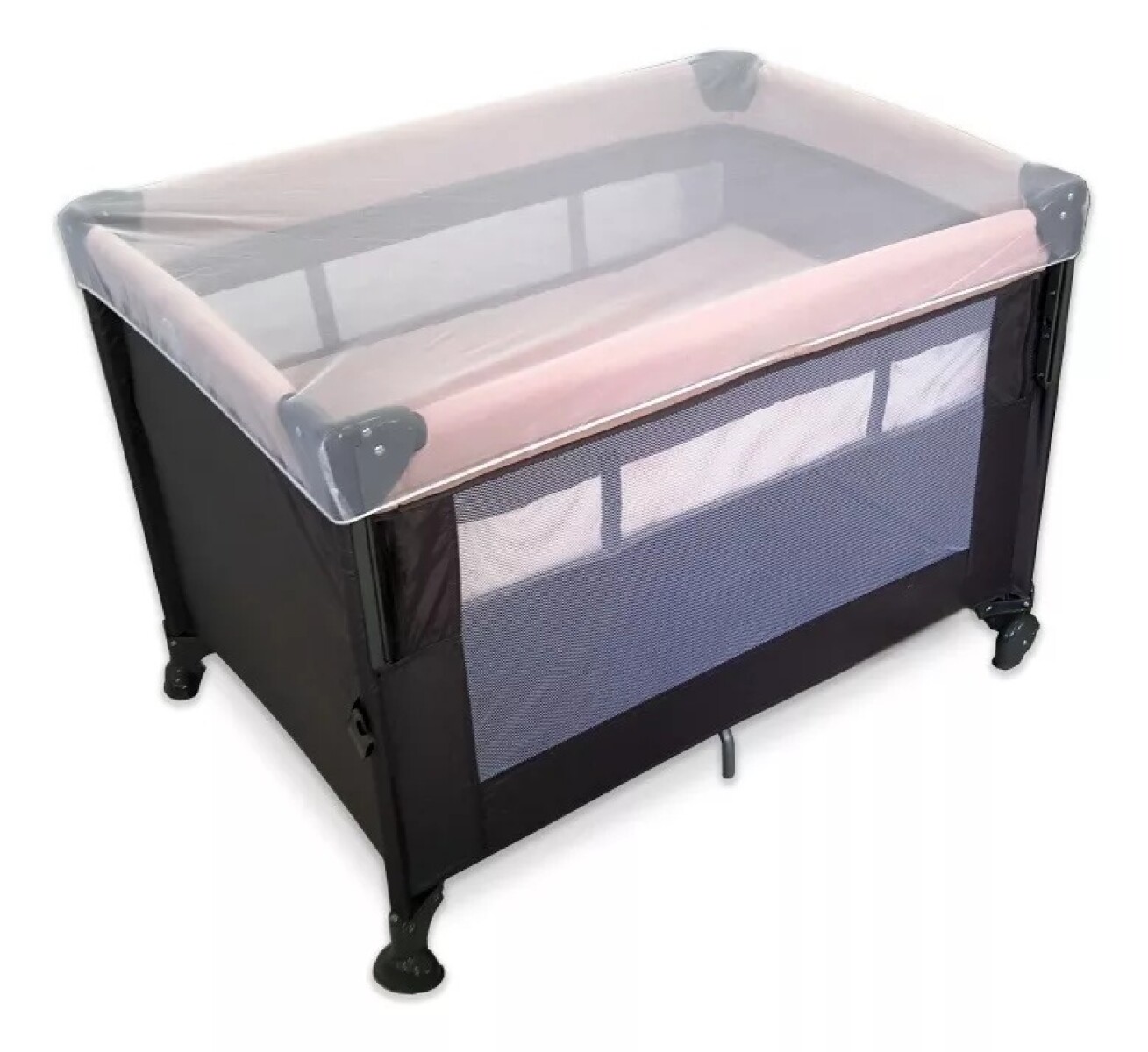 Practicuna Plegable Con Mosquitero Y Ruedas - Tinok - Gris/Rosa 