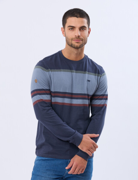 REMERA RAYADA Azul