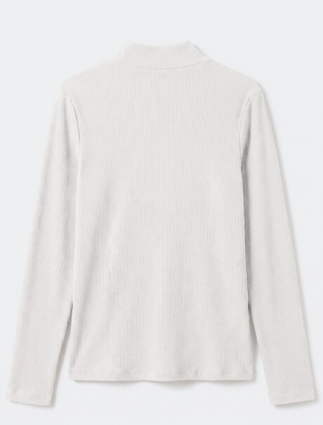 BLUSA DE CUELLO ALTO ACANALADO BLANCO