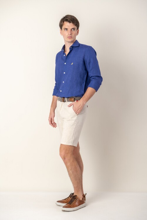 Camisa Lino Hudson Collar Dark blue