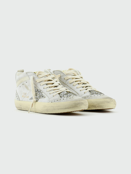 GOLDEN GOOSE - Zaptillas Mid Star con porpurina plateada 15647