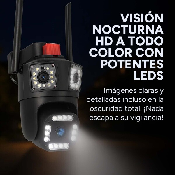 Cámara Triple Wifi Seguridad Exterior Nocturna 360 Exterior Color NEGRO