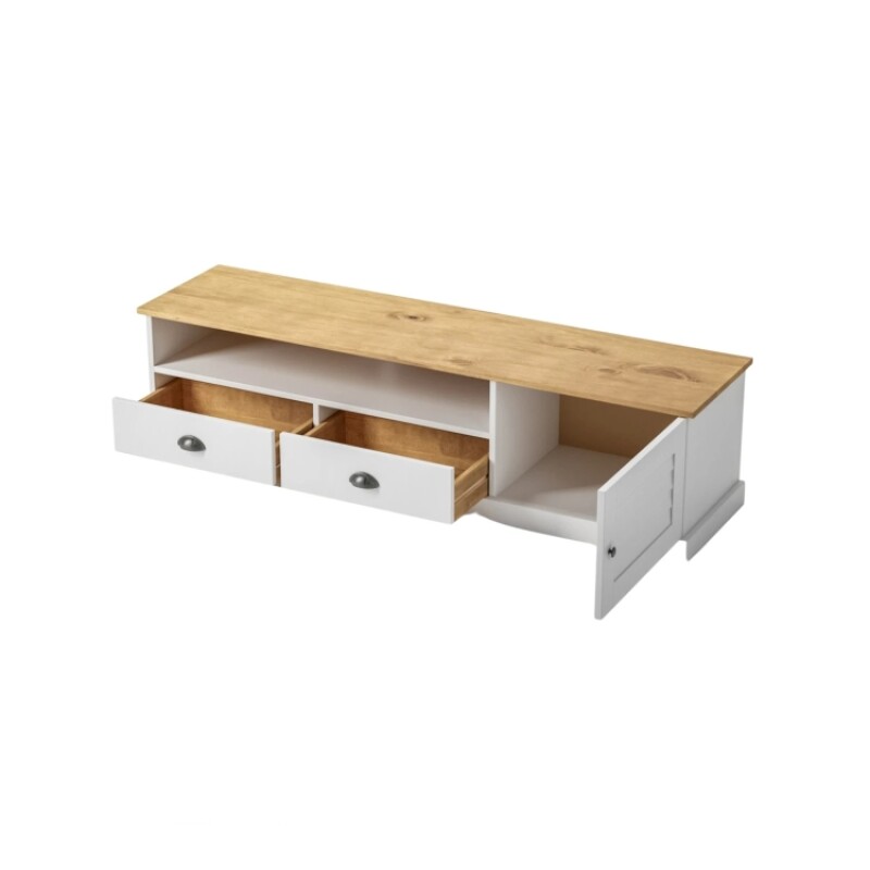 Rack De Tv - 1 Puerta - 2 Cajones - Línea Valenciana - Blanc Rack De Tv - 1 Puerta - 2 Cajones - Línea Valenciana - Blanc