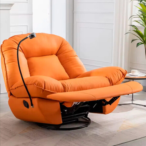 Descripción: Sillón Poltrona Mecedora Reclinable Con Soporte Para Celular POLTRONA CUERINA NARANJA MANUAL