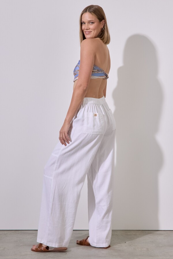 Pantalon Lino Cargo BLANCO