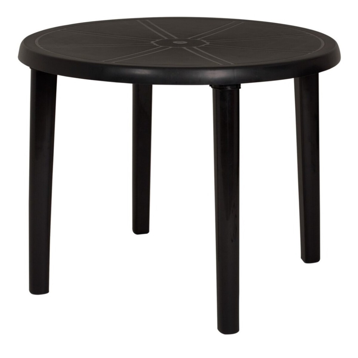 Mesa Redonda Desmontable De Plástico Para Acampar, Color Negro 