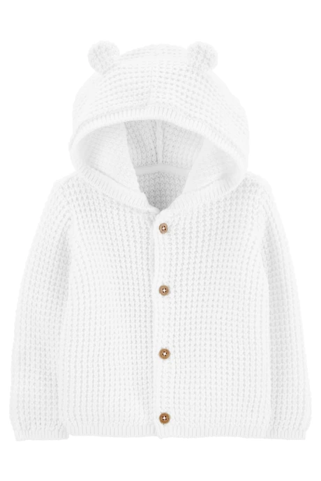 Saco de punto con capucha, diseño oso Saco de punto con capucha, diseño oso