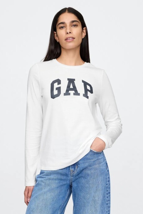 Remera Logo Gap Manga Larga Mujer White Uk