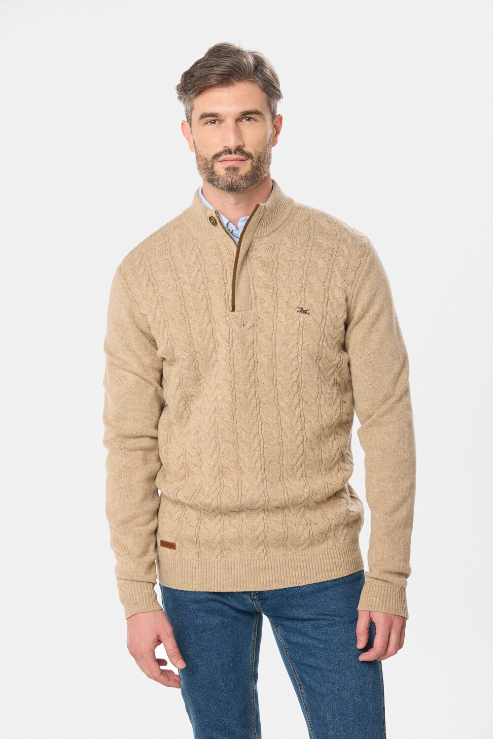 BUZO TEJIDO MEDIO CIERRE Beige