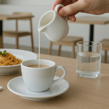 Cremera Oval con Asa Actualite 85 ml Blanco Porcelana Corona STKA Cremera Oval con Asa Actualite 85 ml Blanco Porcelana Corona STKA