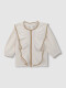 Blusa Manga Al Codo Con Tiras Bordadas Crudo