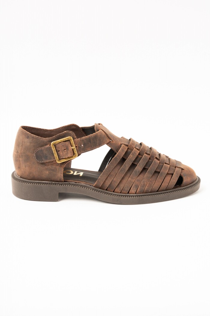 Sandalias Cangrejeras Cuero Chocolate