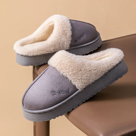 Set Invierno Pantuflas Gamuza Corderito + Calienta Cama 1Pza Gris