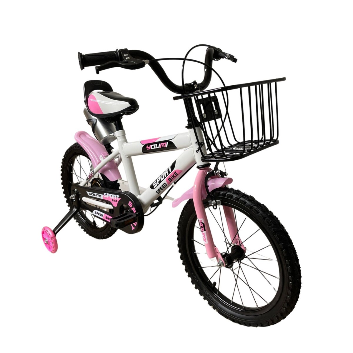 Bicicleta Urbana Infantil Rodada 16 Con Rueditas y canasto - Rosa 