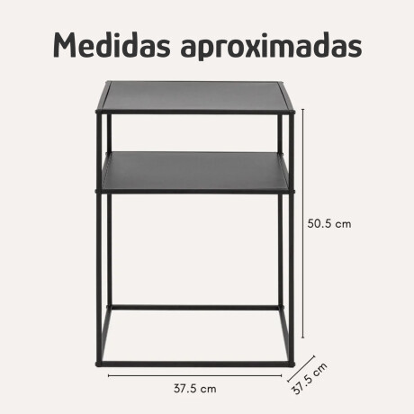 Mesa Auxiliar 2 Niveles Metal 37,5x37,5 cm Estilo Industrial Negro