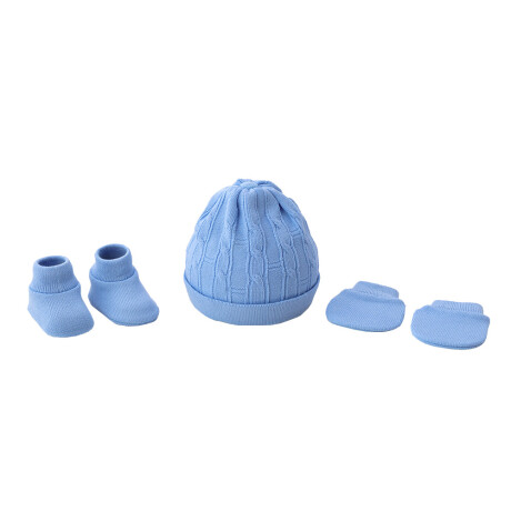 KIT GORRO + MITONES + ESCARPINES CELESTE