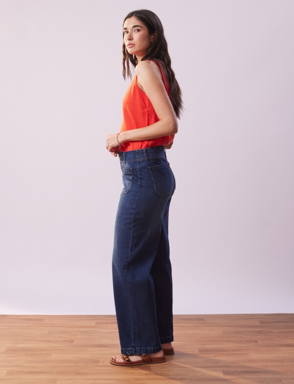 Jean Wide Leg Pockets JEAN OSCURO