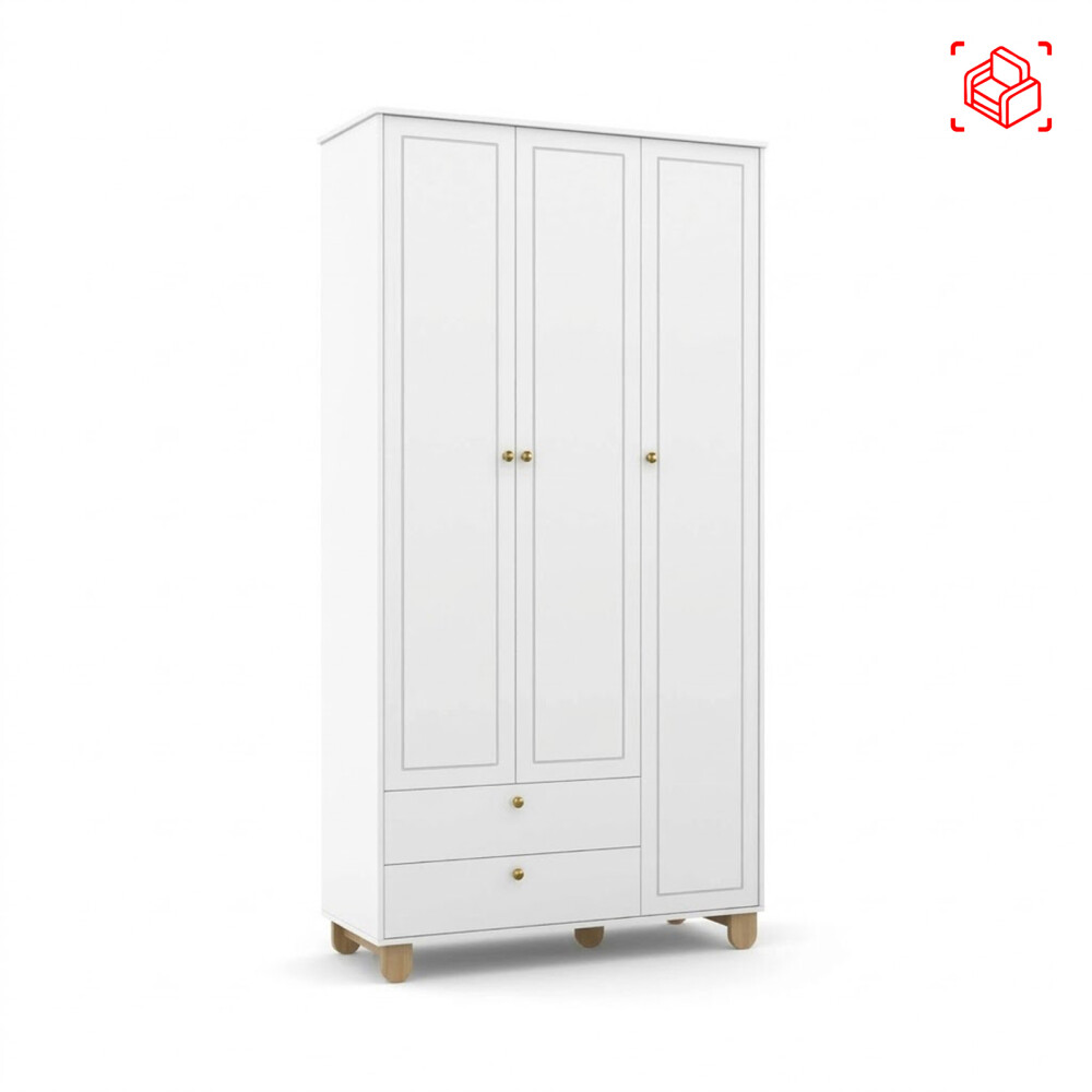 PLACARD ROPERO 3 PUERTAS MDF-Y-MADERA NATURAL-BEIGE ZUPPY