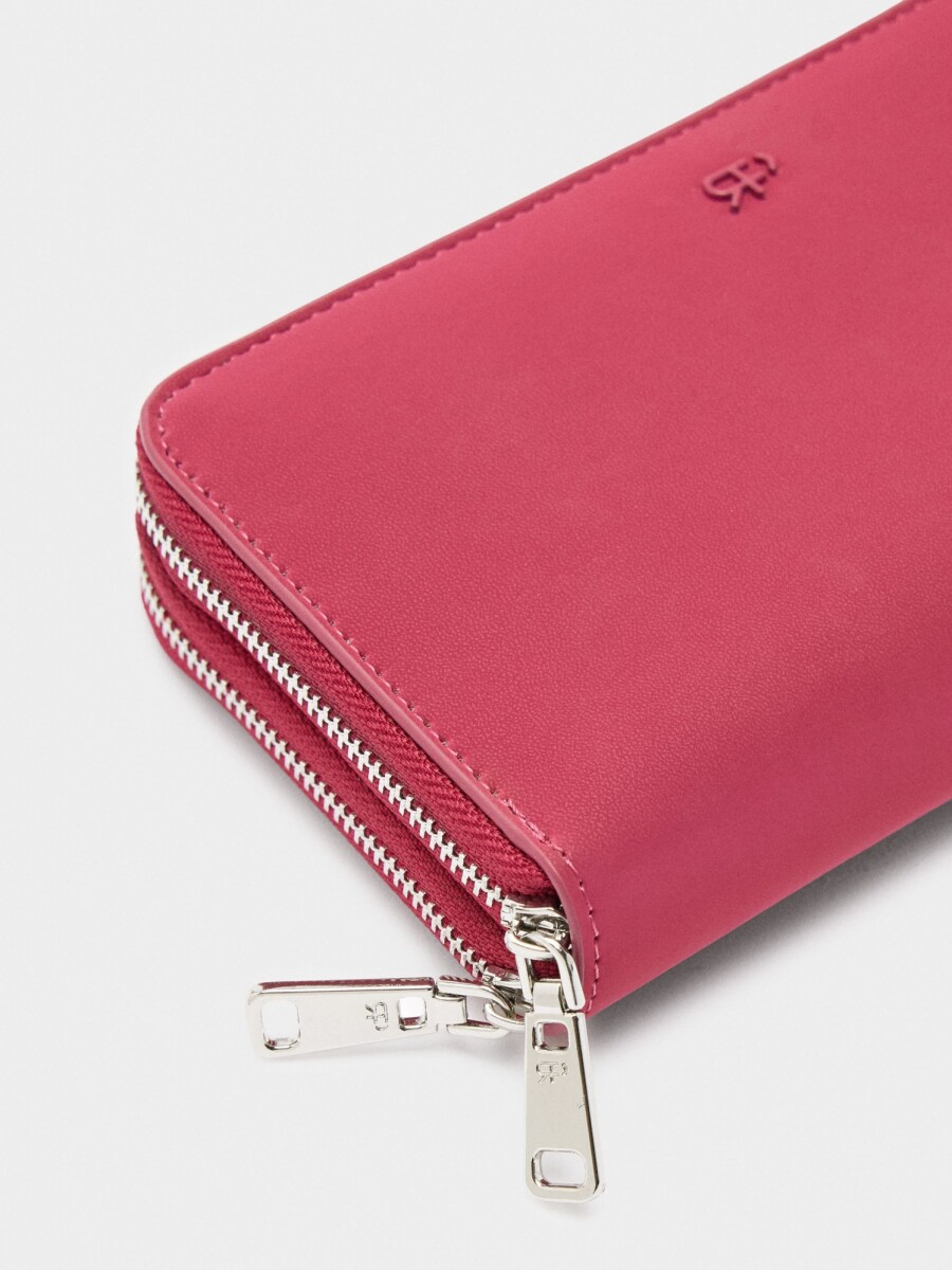 Cartera De Textura Suave Con Cremallera rosa