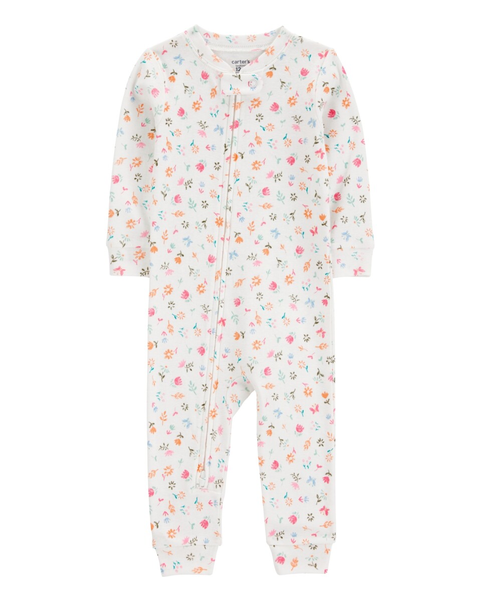 Pijama una pieza de algodón, diseño floral 