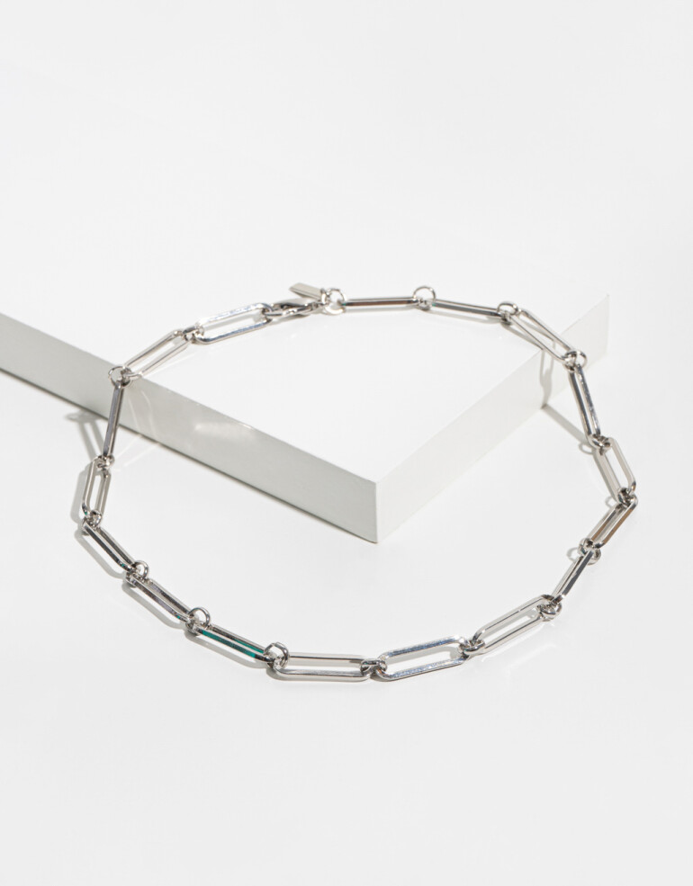 Collares Cortos Metal Collar De Eslabones Mix And Match - Plateado