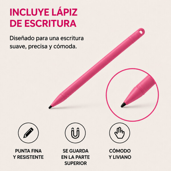 Pizarra Mágica Tableta Dibujar Infantil 16'' Pulgadas Lapiz Color Rosado